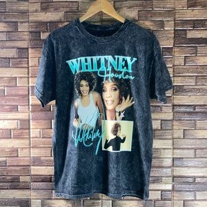 Pre Owned Large Whitney Houston’s Black Gray Graphic T Shirt
